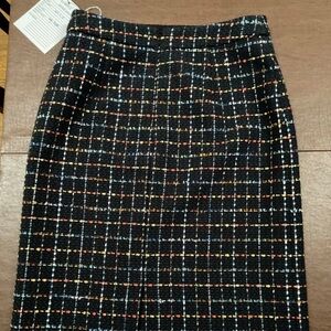 NWT Veronica Bread Tweet Midi Skirt Size 4 Chic Tweed Pencil Skirt - Black Multi